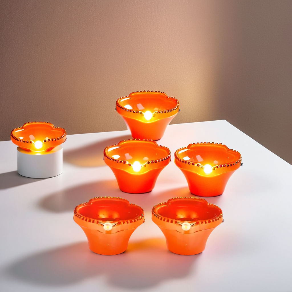 Flameless & Smokeless LED Diya Lights | Eco-Friendly Electric Water Sensor Diyas