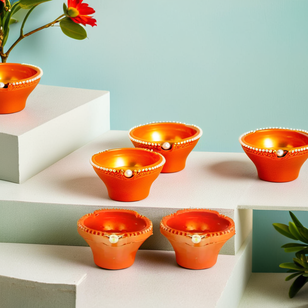 Flameless & Smokeless LED Diya Lights | Eco-Friendly Electric Water Sensor Diyas